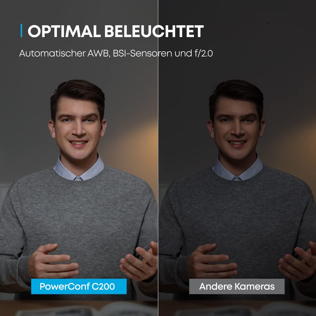 Anker PowerConf C200 2K USB-Webcam, Webcam für Laptops, Stereo-Mikrofone