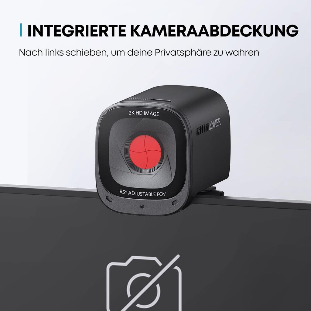 Anker PowerConf C200 2K USB-Webcam, Webcam für Laptops, Stereo-Mikrofone