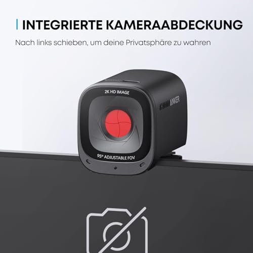 Anker PowerConf C200 2K USB-Webcam, Webcam für Laptops, Stereo-Mikrofone