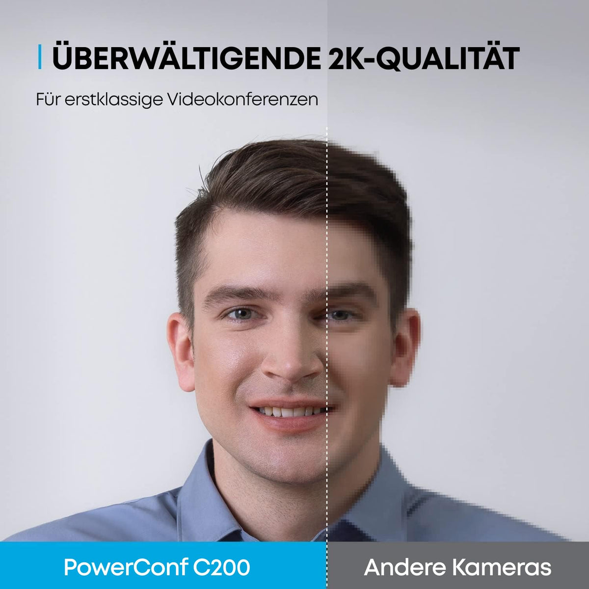Anker PowerConf C200 2K USB-Webcam, Webcam für Laptops, Stereo-Mikrofone