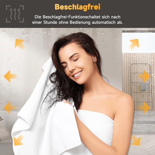 SONNI LED Badspiegel mit Hintergrundbeleuchtung 100x60 cm, Anti-Beschlag