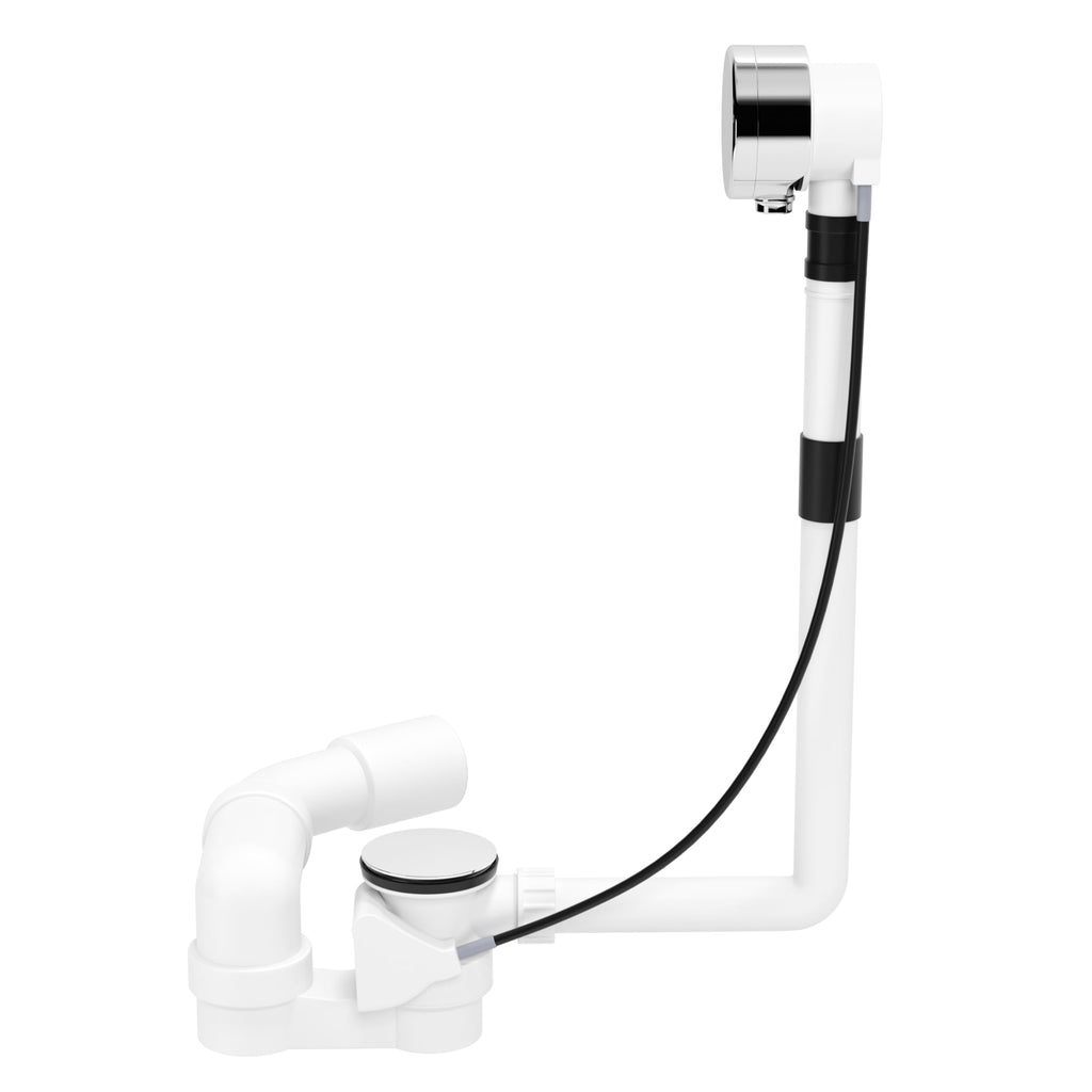 AQUADE Ab und Überlaufgarnitur Badewanne 40 / 50 mm mit Zulauf 3/4 Zoll - Badewanne Garnitur Chrom Komplettset mit Siphon Excenter Badewannenüberlauf Abdeckung und Siebeinsatz