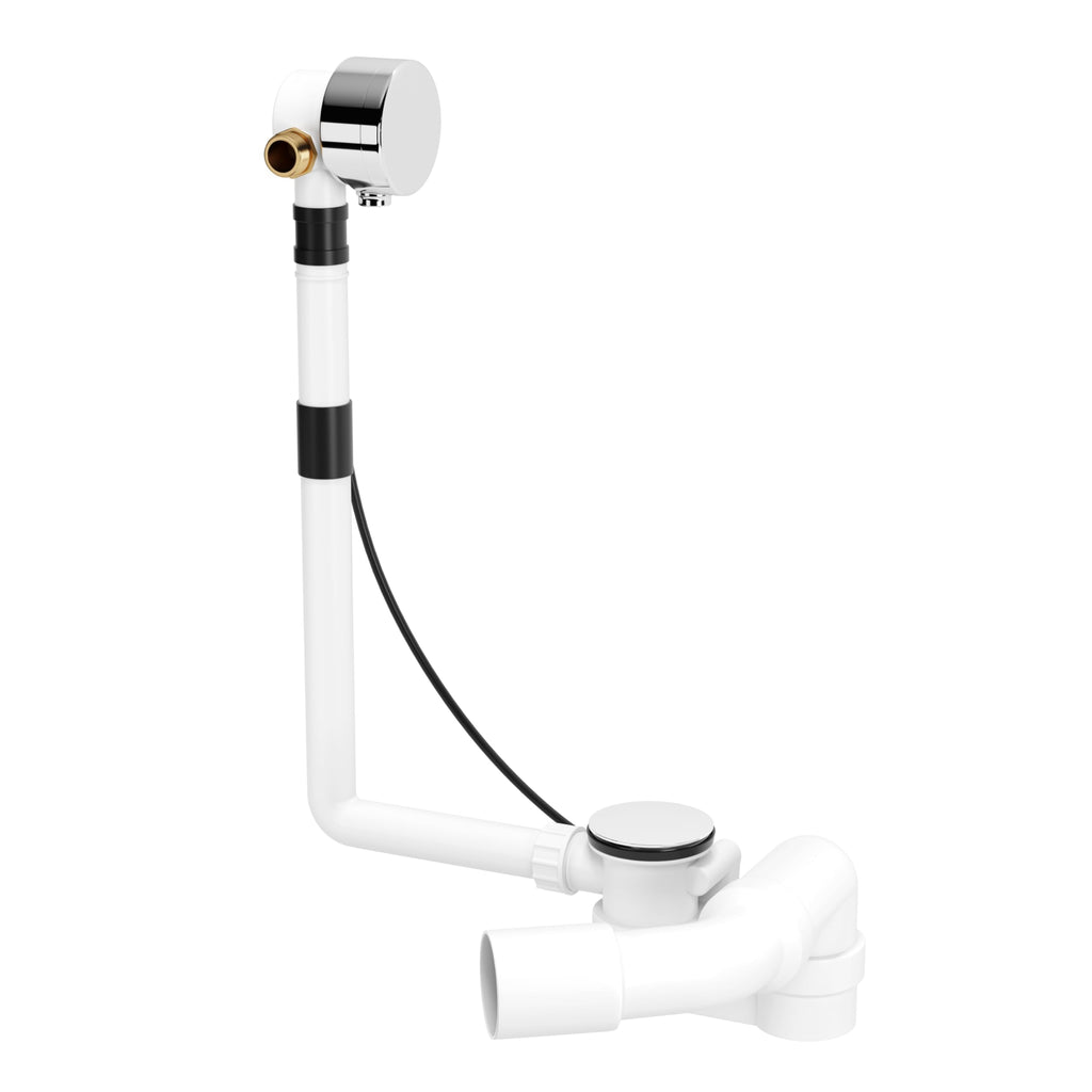 AQUADE Ab und Überlaufgarnitur Badewanne 40 / 50 mm mit Zulauf 3/4 Zoll - Badewanne Garnitur Chrom Komplettset mit Siphon Excenter Badewannenüberlauf Abdeckung und Siebeinsatz