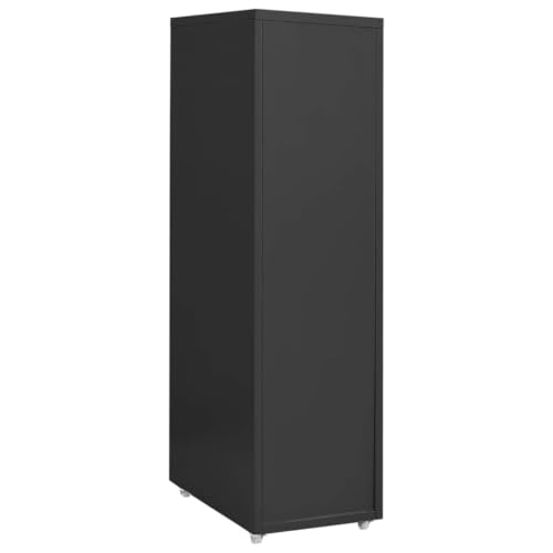 Aktenschrank mit Rollen Anthrazit Metall 28x41x109 cm Büroschrank mit 8 Schubladen und Metallgriff für Büro Arbeitszimmer Homeoffice zur Aktenablage und Dokumentenarchivierung