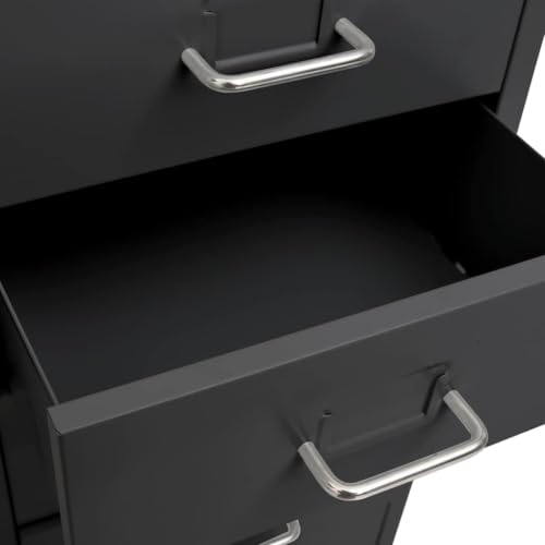 Aktenschrank mit Rollen Anthrazit Metall 28x41x109 cm Büroschrank mit 8 Schubladen und Metallgriff für Büro Arbeitszimmer Homeoffice zur Aktenablage und Dokumentenarchivierung