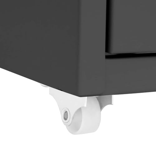Aktenschrank mit Rollen Anthrazit Metall 28x41x109 cm Büroschrank mit 8 Schubladen und Metallgriff für Büro Arbeitszimmer Homeoffice zur Aktenablage und Dokumentenarchivierung