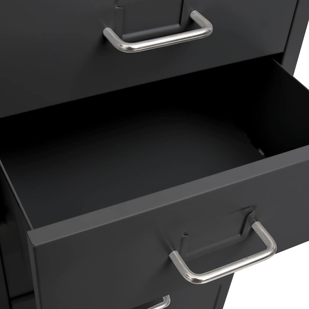 Aktenschrank mit Rollen Anthrazit Metall 28x41x109 cm Büroschrank mit 8 Schubladen und Metallgriff für Büro Arbeitszimmer Homeoffice zur Aktenablage und Dokumentenarchivierung