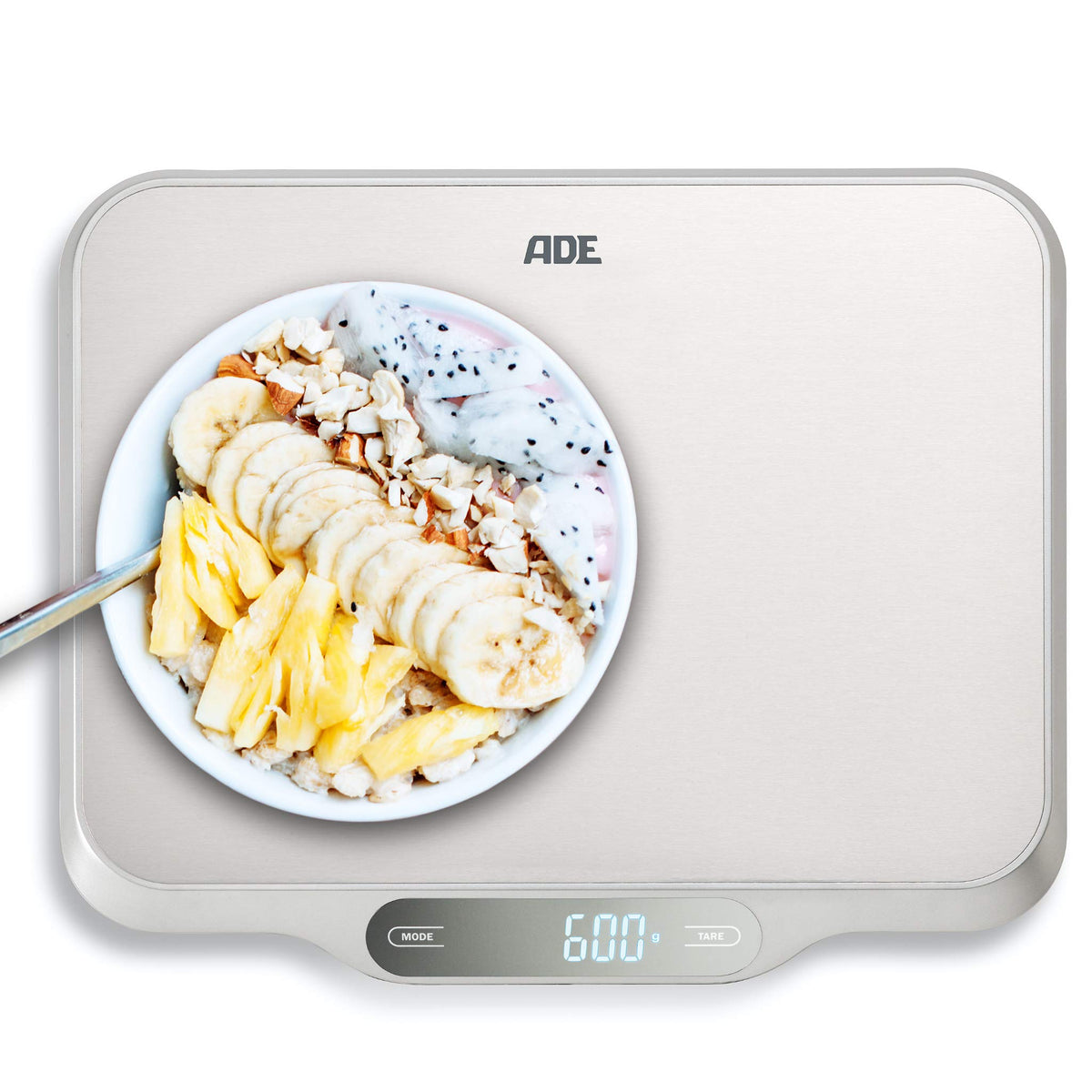 ADE Extra große Küchenwaage digital bis 15kg | Küchenwaage große Wiegefläche 26x31 cm | perfekt als Kuchenwaage, Paketwaage, Fleischwaage
