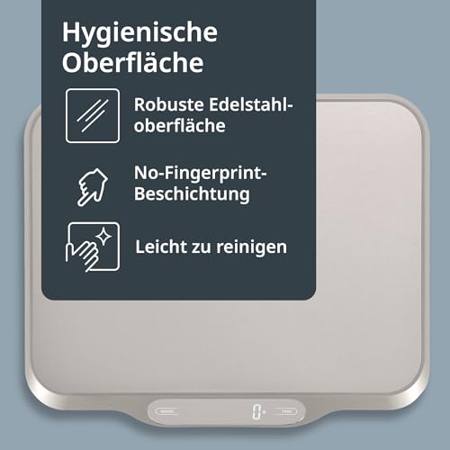 ADE Extra große Küchenwaage digital bis 15kg | Küchenwaage große Wiegefläche 26x31 cm | perfekt als Kuchenwaage, Paketwaage, Fleischwaage
