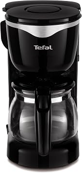 Tefal CM3408 Glas-Kaffeemaschine Mini (600 W, 6 Tassen) schwarz/edelstahl, CM340811