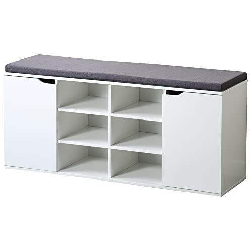 Kesper | Schuhschrank mit Sitzkissen, 103 x 48 x 30,5 cm, Weiß | 1591813