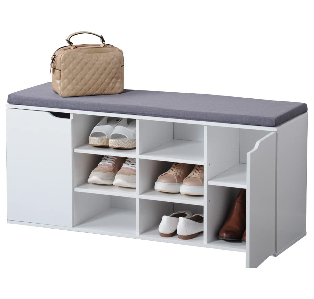 Kesper | Schuhschrank mit Sitzkissen, 103 x 48 x 30,5 cm, Weiß | 1591813