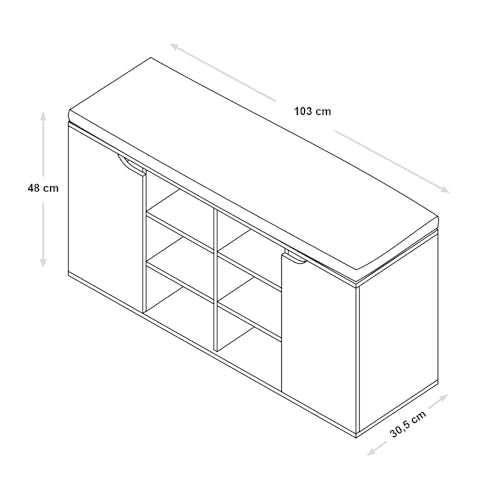 Kesper | Schuhschrank mit Sitzkissen, 103 x 48 x 30,5 cm, Weiß | 1591813