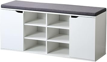 Kesper | Schuhschrank mit Sitzkissen, 103 x 48 x 30,5 cm, Weiß | 1591813