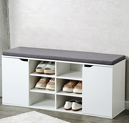 Kesper | Schuhschrank mit Sitzkissen, 103 x 48 x 30,5 cm, Weiß | 1591813