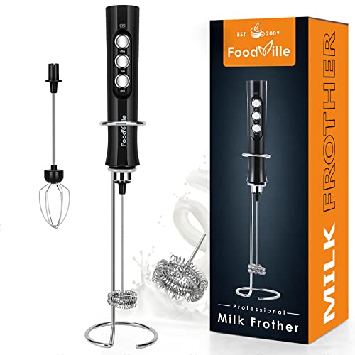 FoodVille MF02 2 in 1 Wiederaufladbarer Milchaufschäumer Stab USB Elektrische für Latte, Macchiato, Cappuccino, Kugelsicherer, Proteinpulver, Keto-Diät, Matcha