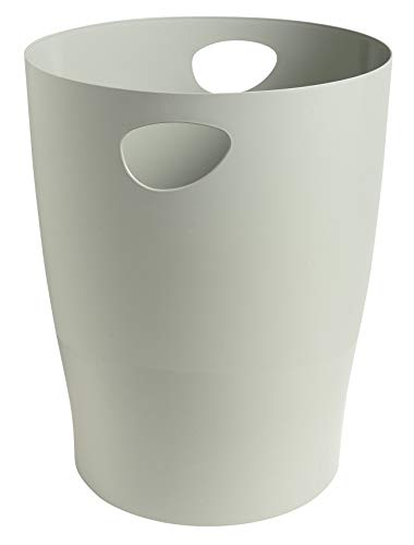 Exacompta 45306D ECOBIN Papierkorb 15 Liter mit Griffen. Eleganter und robuster Papierkorb und Mülleimer im modernen Design grau