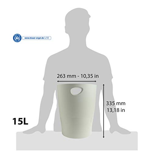 Exacompta 45306D ECOBIN Papierkorb 15 Liter mit Griffen. Eleganter und robuster Papierkorb und Mülleimer im modernen Design grau