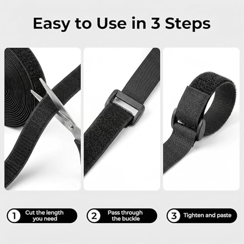 5m x 2cm Selbstklebendes Klettband für individuelle Anpassung, Klett Kabelbinder Wiederverschließbar, Klettverschluss für Kabelmanagement und kreative DIY-Projekte (2cm*5m)