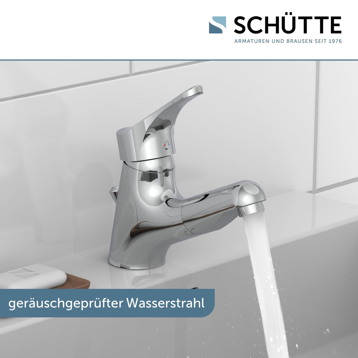 ATTICA 22150 Waschtischarmatur Bad, Wasserhahn mit Haarbrause, Badarmatur mit ausziehbarer Brause zum Haarewaschen, Einhebelmischer herausziehbar mit Ablaufgarnitur, Chrom