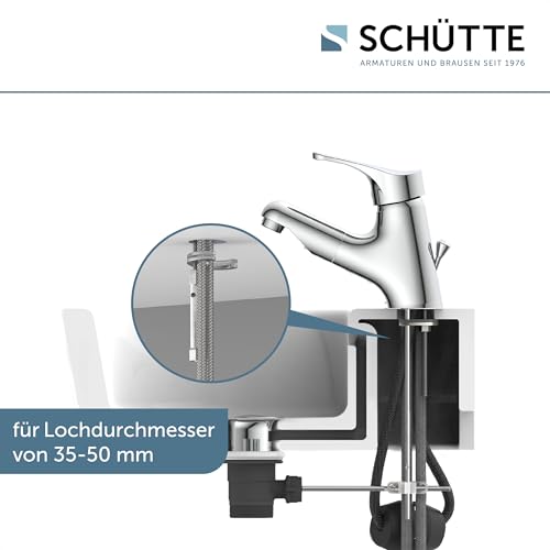 ATTICA 22150 Waschtischarmatur Bad, Wasserhahn mit Haarbrause, Badarmatur mit ausziehbarer Brause zum Haarewaschen, Einhebelmischer herausziehbar mit Ablaufgarnitur, Chrom