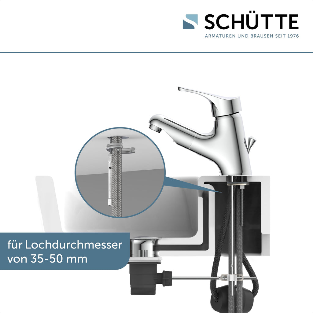 ATTICA 22150 Waschtischarmatur Bad, Wasserhahn mit Haarbrause, Badarmatur mit ausziehbarer Brause zum Haarewaschen, Einhebelmischer herausziehbar mit Ablaufgarnitur, Chrom