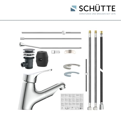ATTICA 22150 Waschtischarmatur Bad, Wasserhahn mit Haarbrause, Badarmatur mit ausziehbarer Brause zum Haarewaschen, Einhebelmischer herausziehbar mit Ablaufgarnitur, Chrom