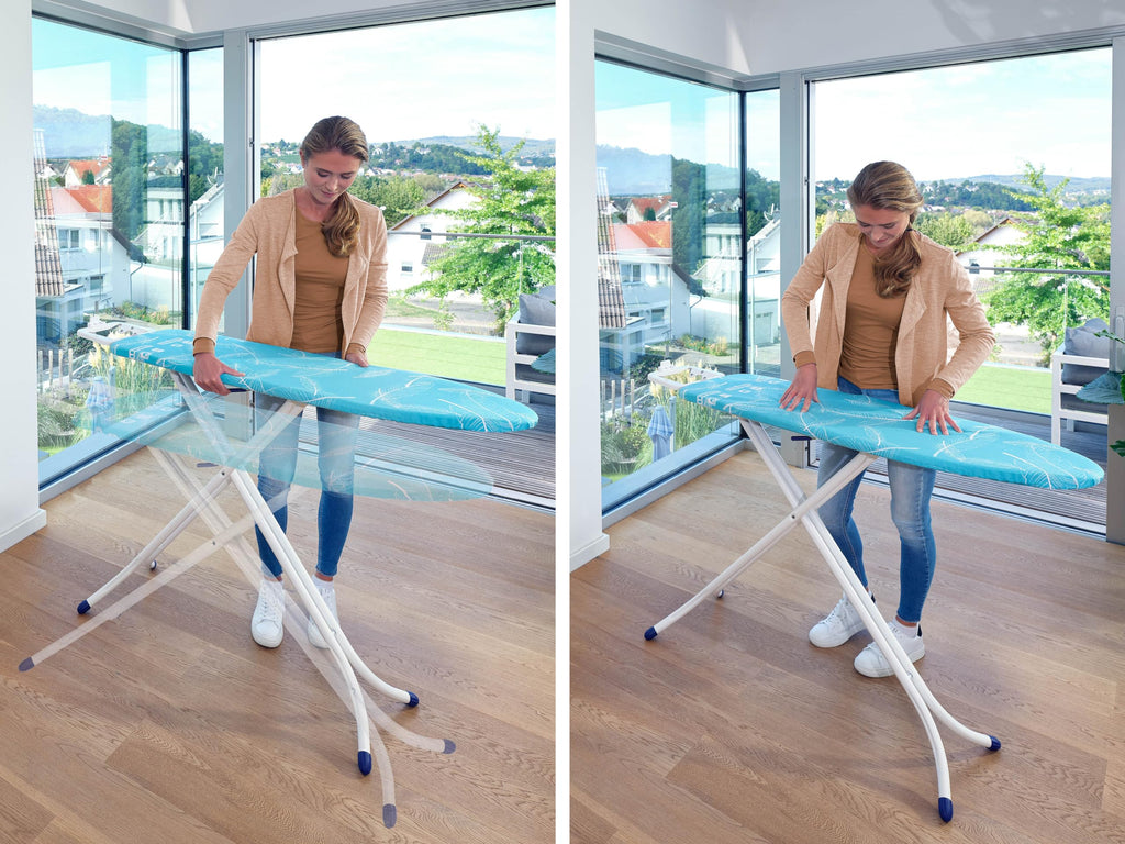 Leifheit Bügelbrett Air Board M Compact, für Dampfbügeleisen, ultraleichter Bügeltisch mit Zwei-Seiten-Bügeleffekt, kompakter Dampfbügeltisch für Beste Ergebnisse in kurzer Zeit