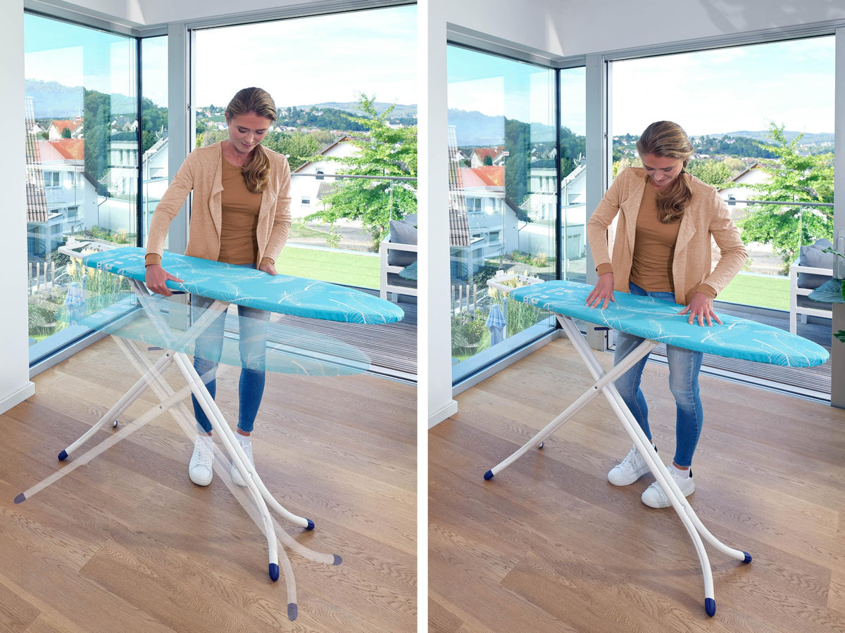 Leifheit Bügelbrett Air Board M Compact, für Dampfbügeleisen, ultraleichter Bügeltisch mit Zwei-Seiten-Bügeleffekt, kompakter Dampfbügeltisch für Beste Ergebnisse in kurzer Zeit