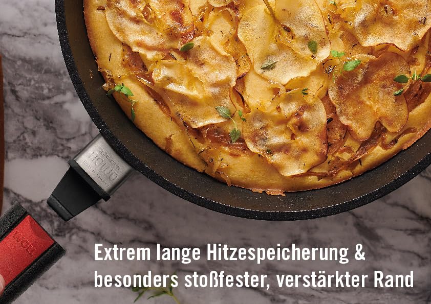 Woll Nowo Titanium Hochrandpfanne, Ø 28 cm, 7 cm hoch, mit abnehmbarem Stiel - Geeignet für Ceran, Gas, Elektro, Halogen - nicht induktionsgeeignet, Antihaft-Versiegelung