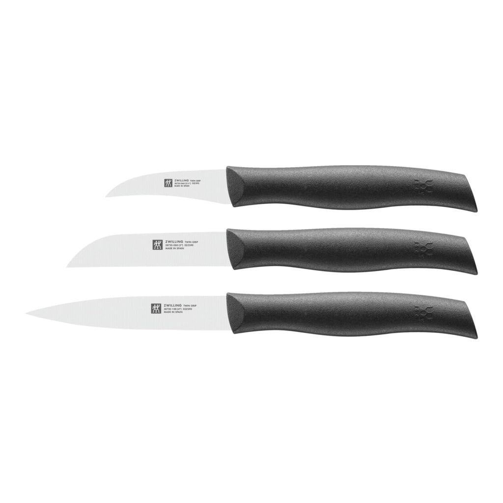 ZWILLING Twin Grip Messerset 3-teilig, Rostfreier Edelstahl, Kunststoffgriff, Schwarz
