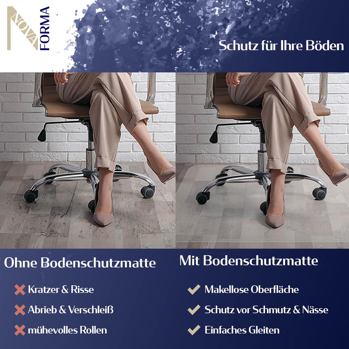 Bodenschutzmatte DURA-MAT aus Polycarbonat für Hartböden (100x120 cm)