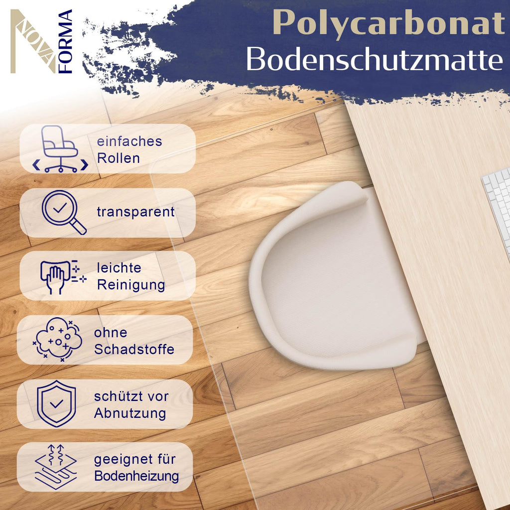Bodenschutzmatte DURA-MAT aus Polycarbonat für Hartböden (100x120 cm)