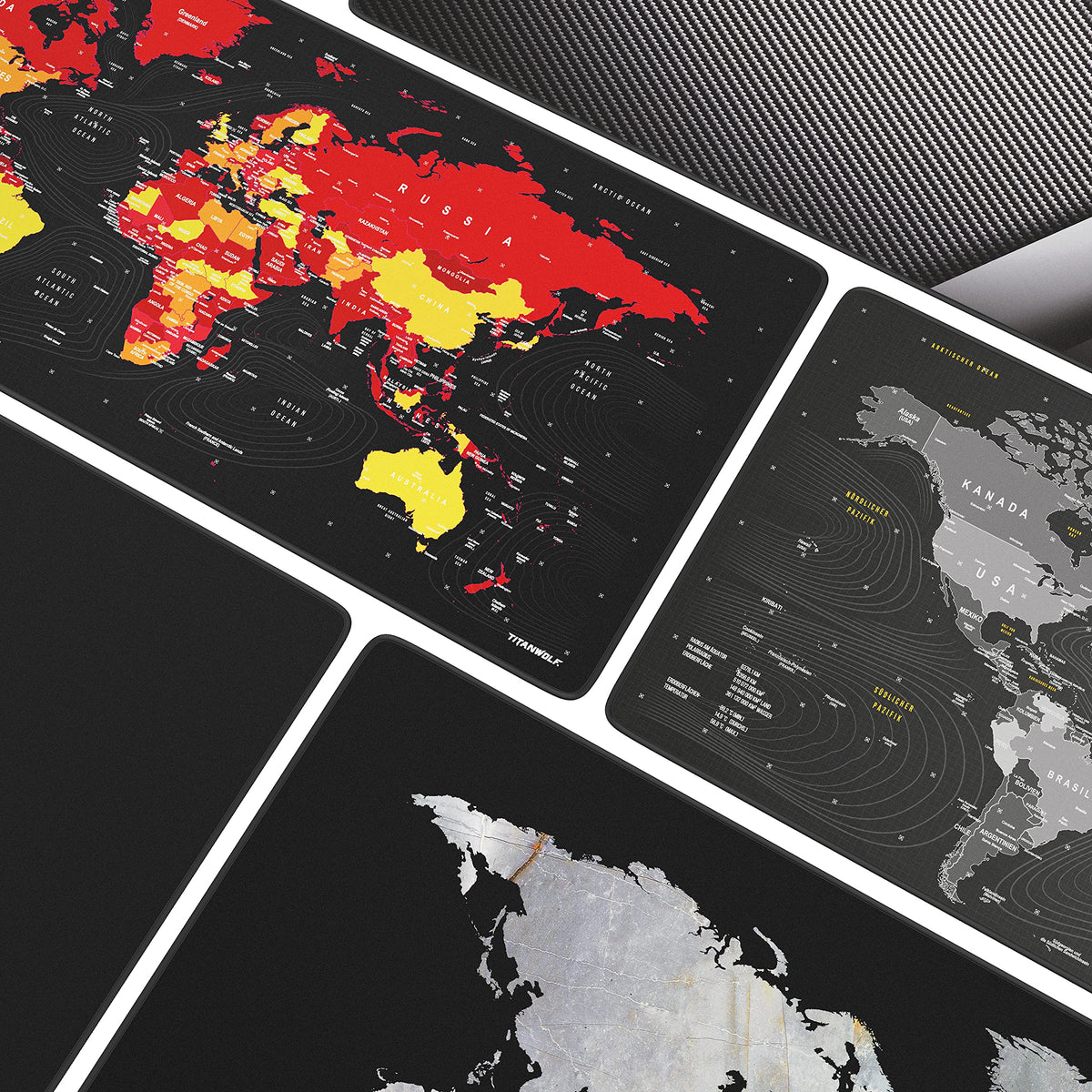 TITANWOLF - XXL Mauspad komplett Schwarz Speed Gaming 900 x 400mm - XXL Mousepad - Tischunterlage Large Size - verbessert Präzision & Geschwindigkeit - Stabiler Halt auf glatten Oberflächen