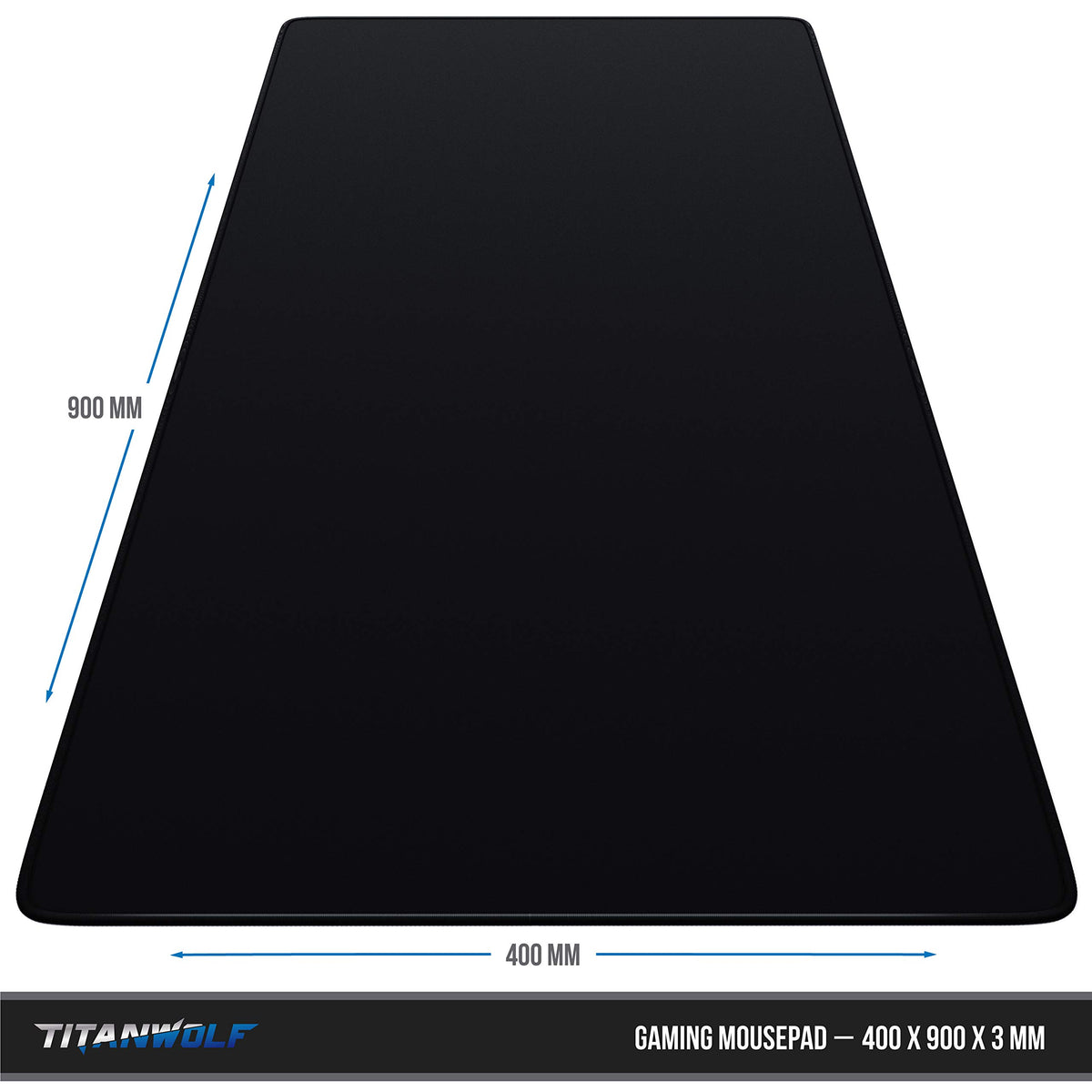 TITANWOLF - XXL Mauspad komplett Schwarz Speed Gaming 900 x 400mm - XXL Mousepad - Tischunterlage Large Size - verbessert Präzision & Geschwindigkeit - Stabiler Halt auf glatten Oberflächen