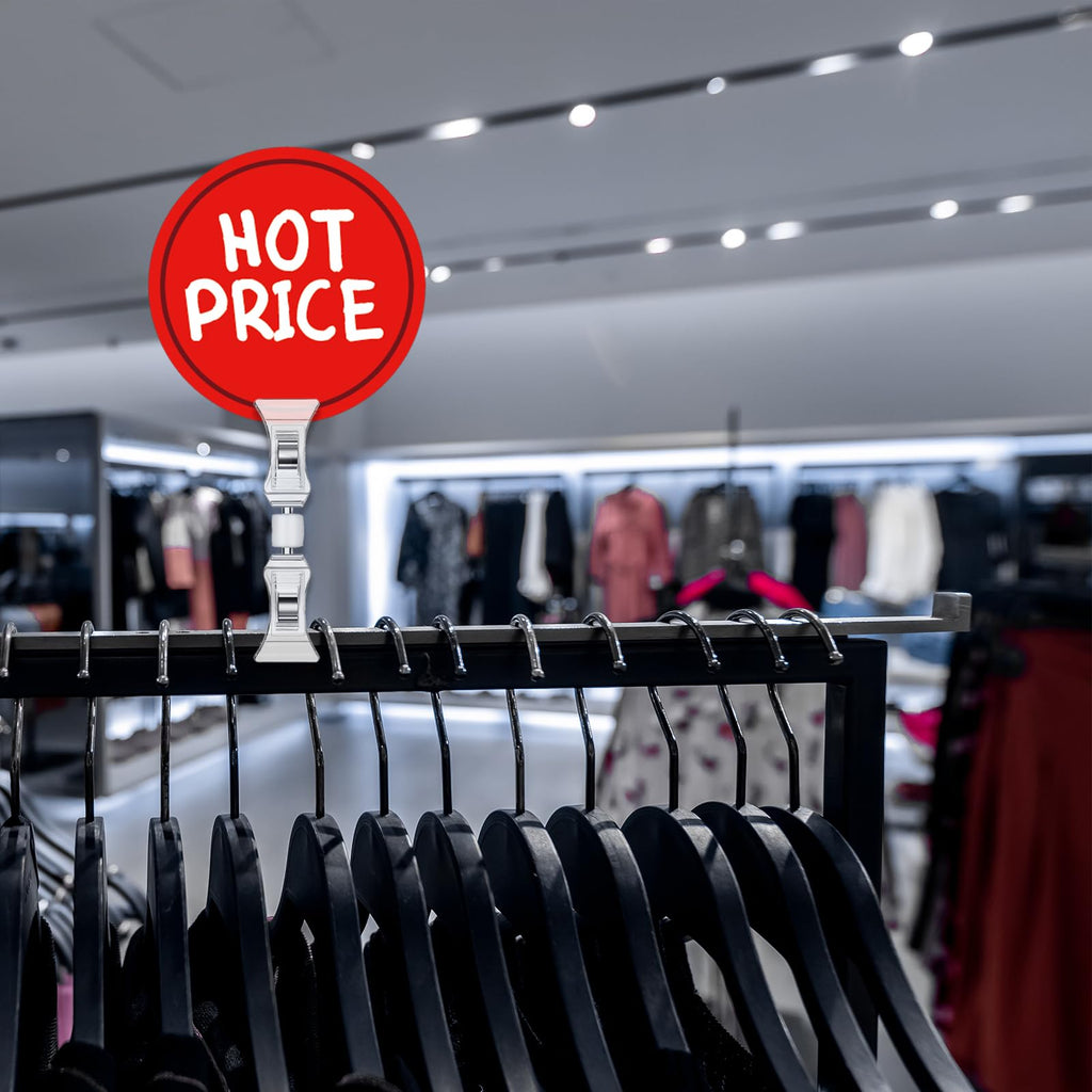 Clip-Preisschild-Label-Halter - 4er-Pack drehbare Doppelclips Tischkartenhalter, transparenter Preisschild-Clipper-Display, Flohmarkt-Notizhalter-Fotoständer-Schildbefestigung