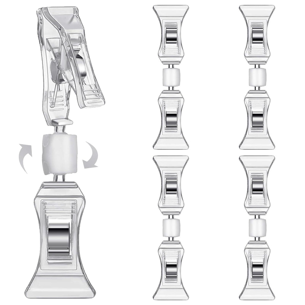 Clip-Preisschild-Label-Halter - 4er-Pack drehbare Doppelclips Tischkartenhalter, transparenter Preisschild-Clipper-Display, Flohmarkt-Notizhalter-Fotoständer-Schildbefestigung