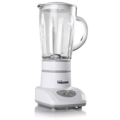 Tristar BL-4431 Mixer – Edelstahlklingen – 2 Geschwindigkeiten - 450 ml Glaskanne - Kompakt