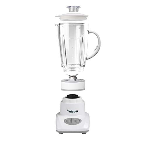 Tristar BL-4431 Mixer – Edelstahlklingen – 2 Geschwindigkeiten - 450 ml Glaskanne - Kompakt