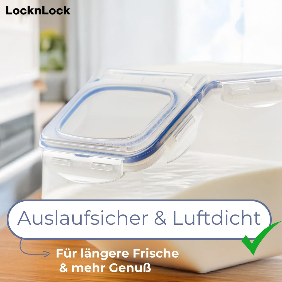 LocknLock PP Classic Küchen Caddy mit Klappdeckel | 5L | 25,7 x 15,7 x 19,1 cm | Schüttdose | Aufbewahrungsbox für Lebensmittel | Müslispender