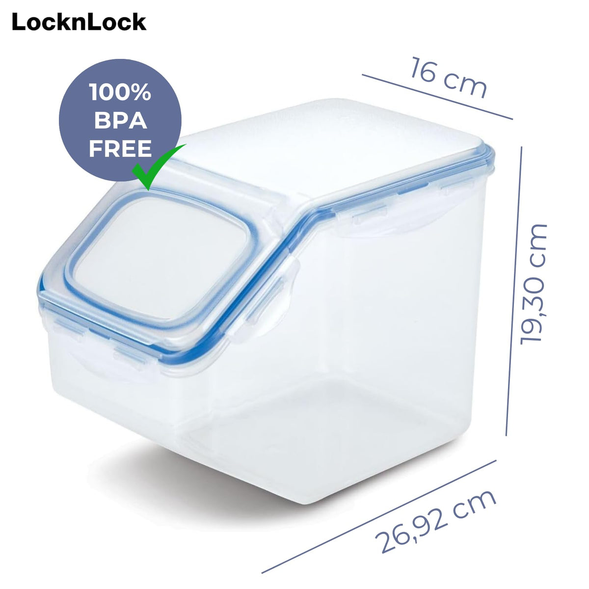 LocknLock PP Classic Küchen Caddy mit Klappdeckel | 5L | 25,7 x 15,7 x 19,1 cm | Schüttdose | Aufbewahrungsbox für Lebensmittel | Müslispender
