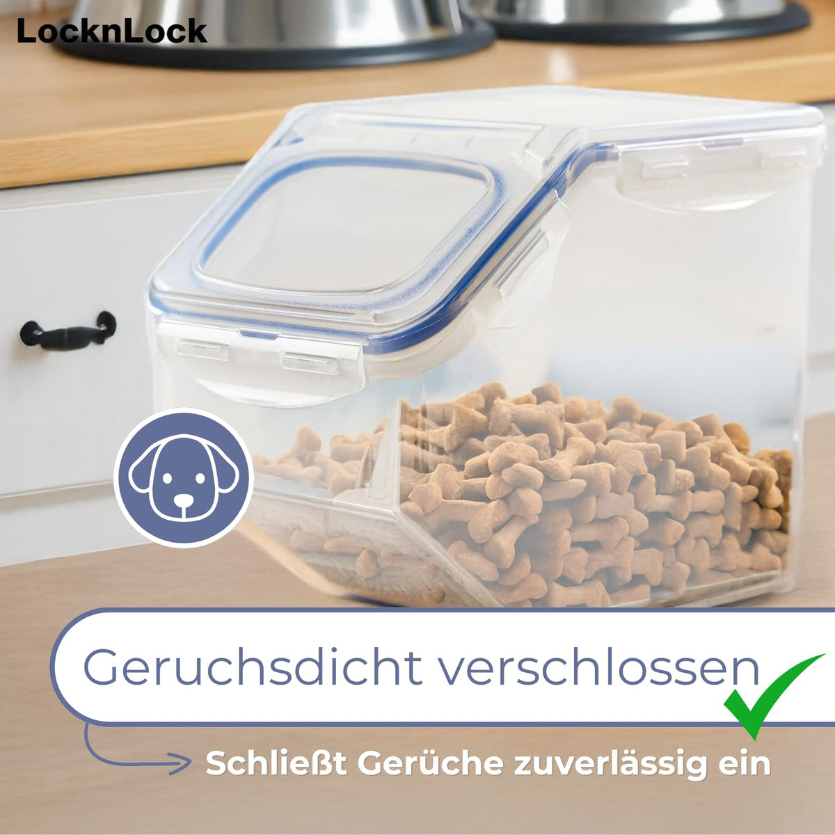 LocknLock PP Classic Küchen Caddy mit Klappdeckel | 5L | 25,7 x 15,7 x 19,1 cm | Schüttdose | Aufbewahrungsbox für Lebensmittel | Müslispender