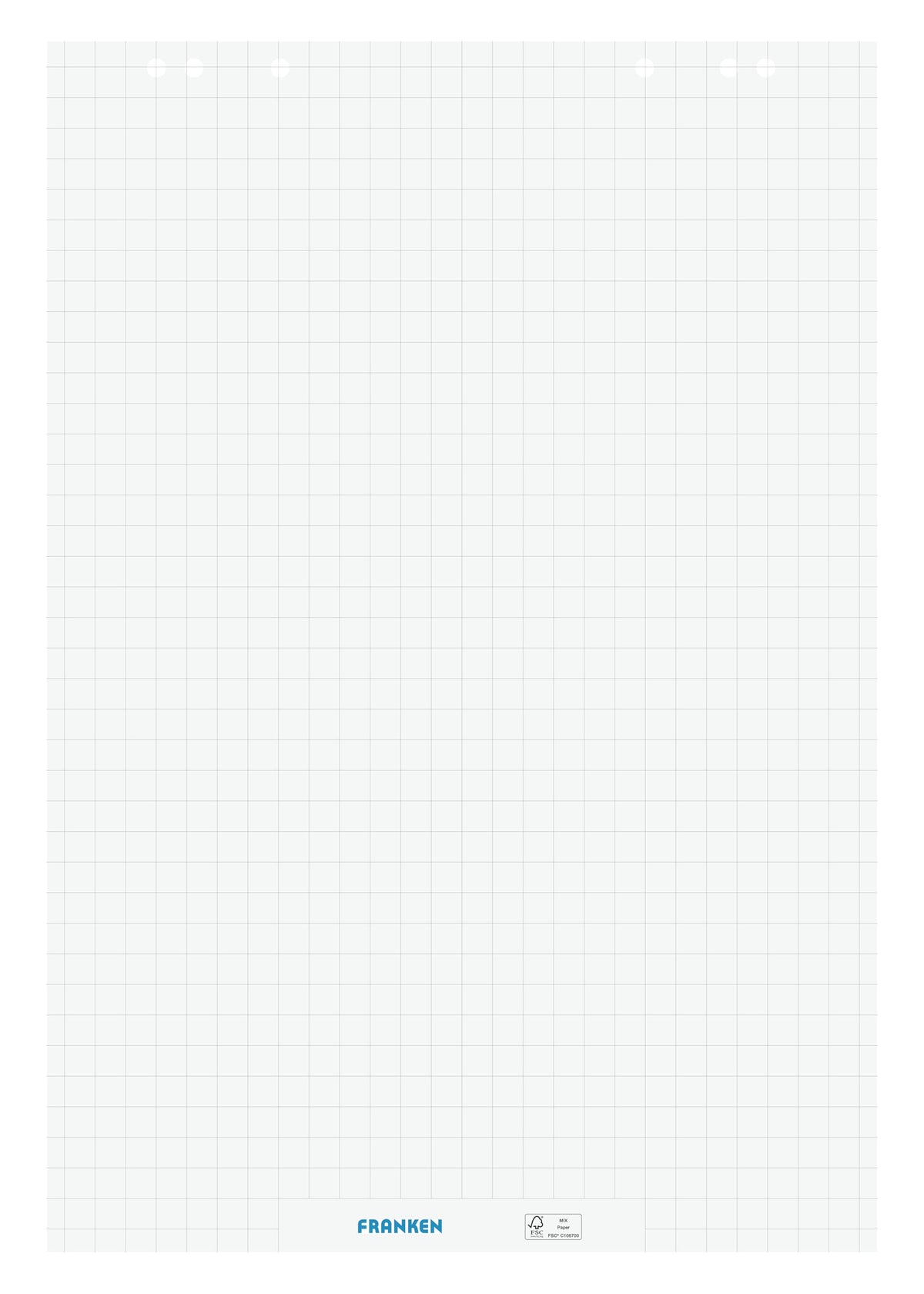 FRANKEN Flipchart-Block, 5 x 20 Blatt, beidseitig verwendbares Flipchart-Papier 80 g/qm, kariert und blanko, FSC-zertifiziert, chlorfrei gebleicht, Weiß, F2130