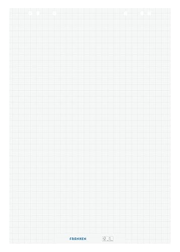 FRANKEN Flipchart-Block, 5 x 20 Blatt, beidseitig verwendbares Flipchart-Papier 80 g/qm, kariert und blanko, FSC-zertifiziert, chlorfrei gebleicht, Weiß, F2130