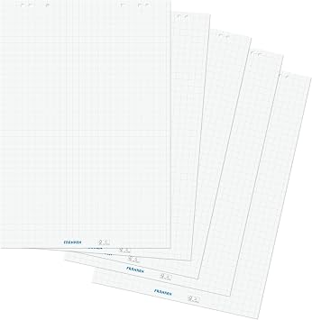 FRANKEN Flipchart-Block, 5 x 20 Blatt, beidseitig verwendbares Flipchart-Papier 80 g/qm, kariert und blanko, FSC-zertifiziert, chlorfrei gebleicht, Weiß, F2130