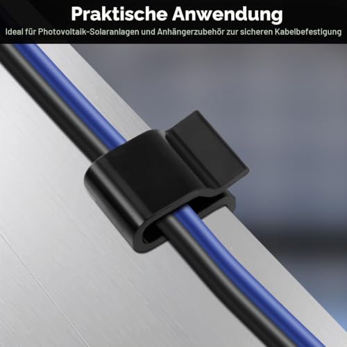 Poeland 30 Stück Solarpanel Kabelklemmen, Kunststoff Photovoltaik Kabelhalter, Kabelclips für Anhängerrahmen und Photovoltaik-Module, PV-Verkabelung Bootskabel