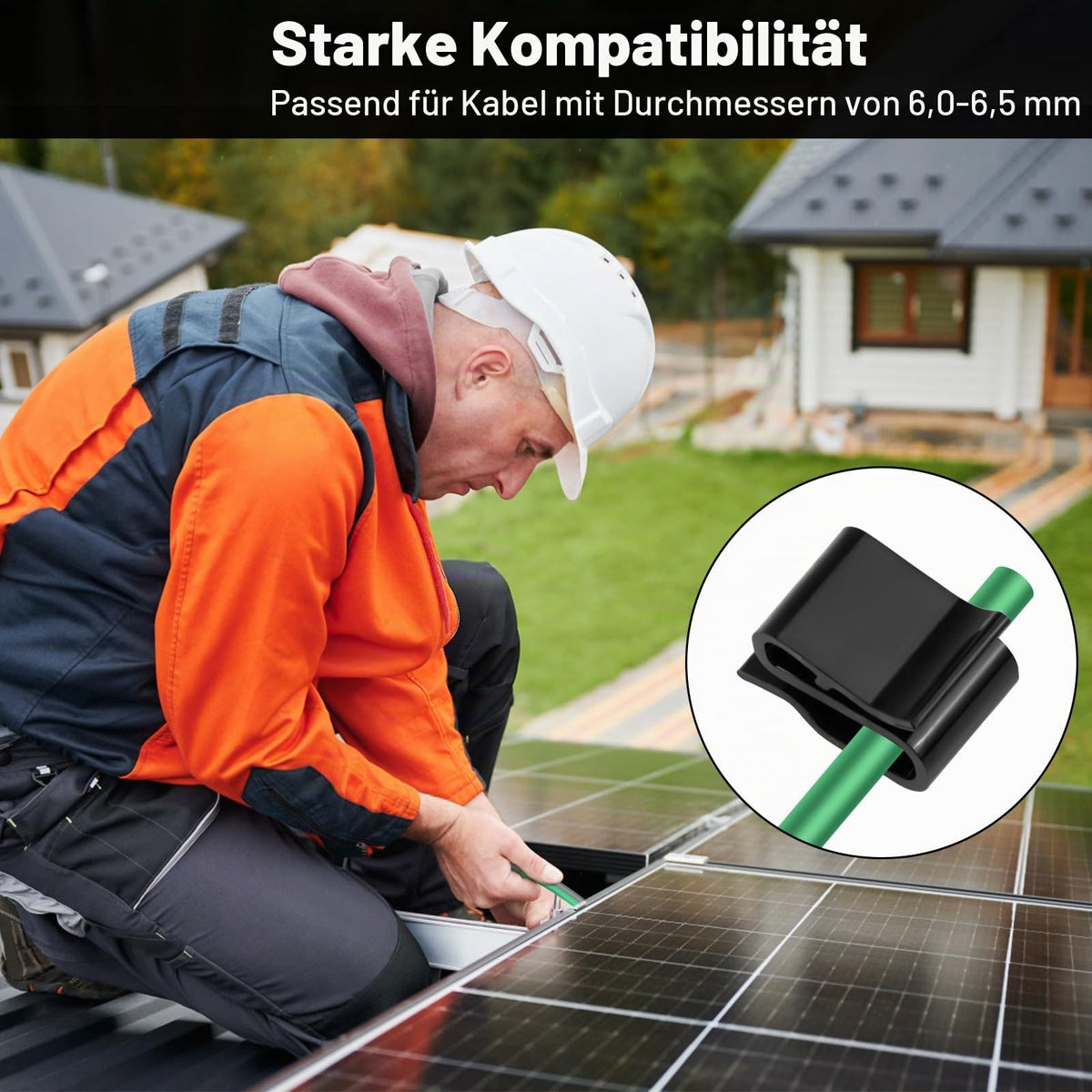 Poeland 30 Stück Solarpanel Kabelklemmen, Kunststoff Photovoltaik Kabelhalter, Kabelclips für Anhängerrahmen und Photovoltaik-Module, PV-Verkabelung Bootskabel