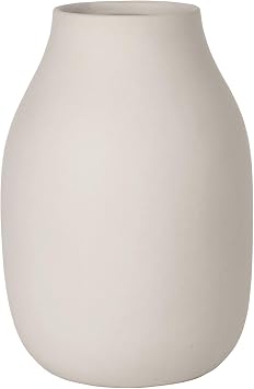 blomus Vase -COLORA- | Blumenvase aus Keramik | Farbe Moonbeam | Größe L Ø14x20H cm | hochwertige Handarbeit