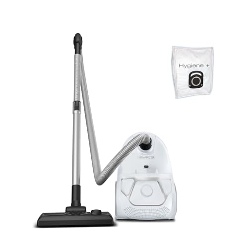 Rowenta Compact Power Staubsauger mit Beutel, niedriger Energieverbrauch, 900 Watt, 3 Liter XL-Staubbeutel, langes Kabel, optimal zum Staubsaugen großflächiger Wohnbereiche, Weiß, RO3927EA