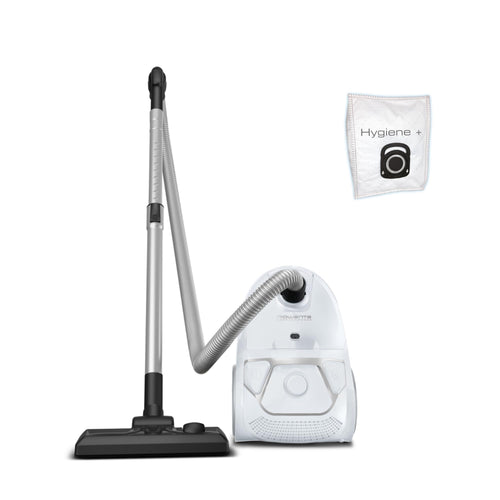 Rowenta Compact Power Staubsauger mit Beutel, niedriger Energieverbrauch, 900 Watt, 3 Liter XL-Staubbeutel, langes Kabel, optimal zum Staubsaugen großflächiger Wohnbereiche, Weiß, RO3927EA